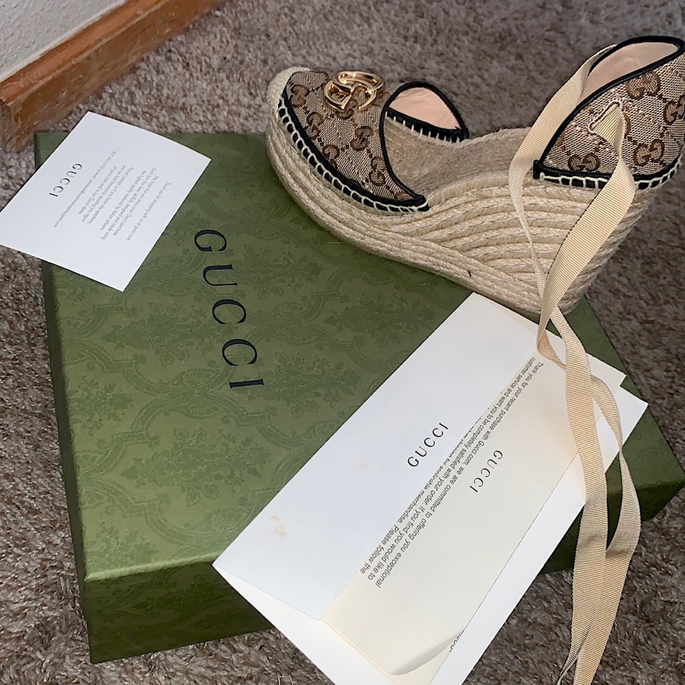 Gucci wedges espadrilles canvas style